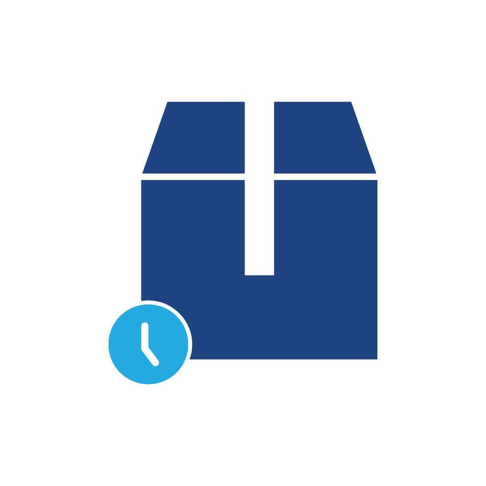 A blue box with a clock icon on it vector