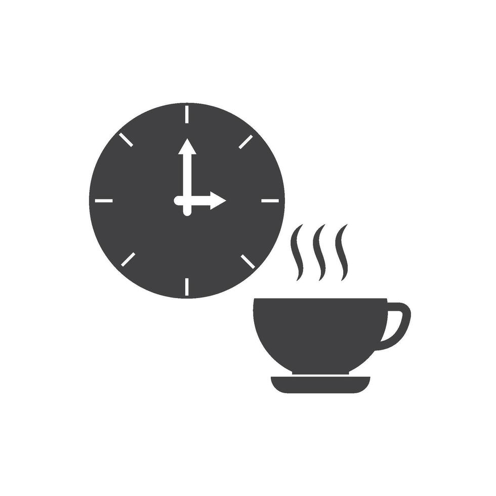 A cup of coffee and a clock icon vector