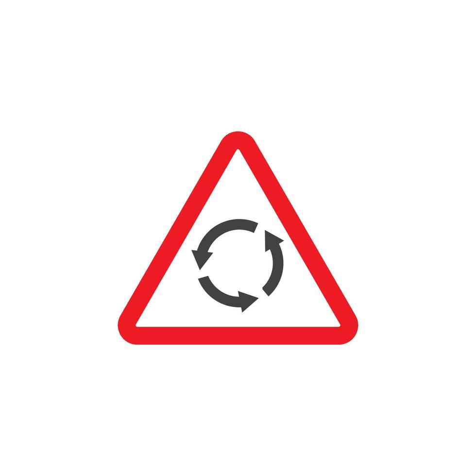A red and white triangular sign with an arrow pointing to the left vector