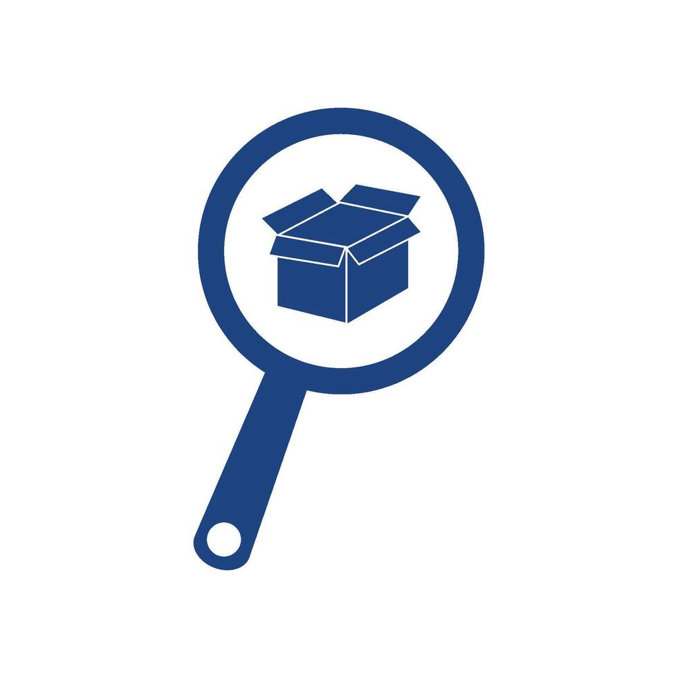 A magnifying glass with a box inside vector