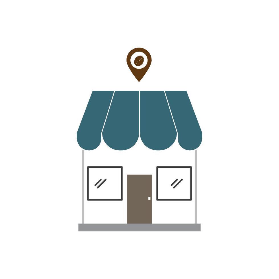 A store with a pin on it and a map pointer vector