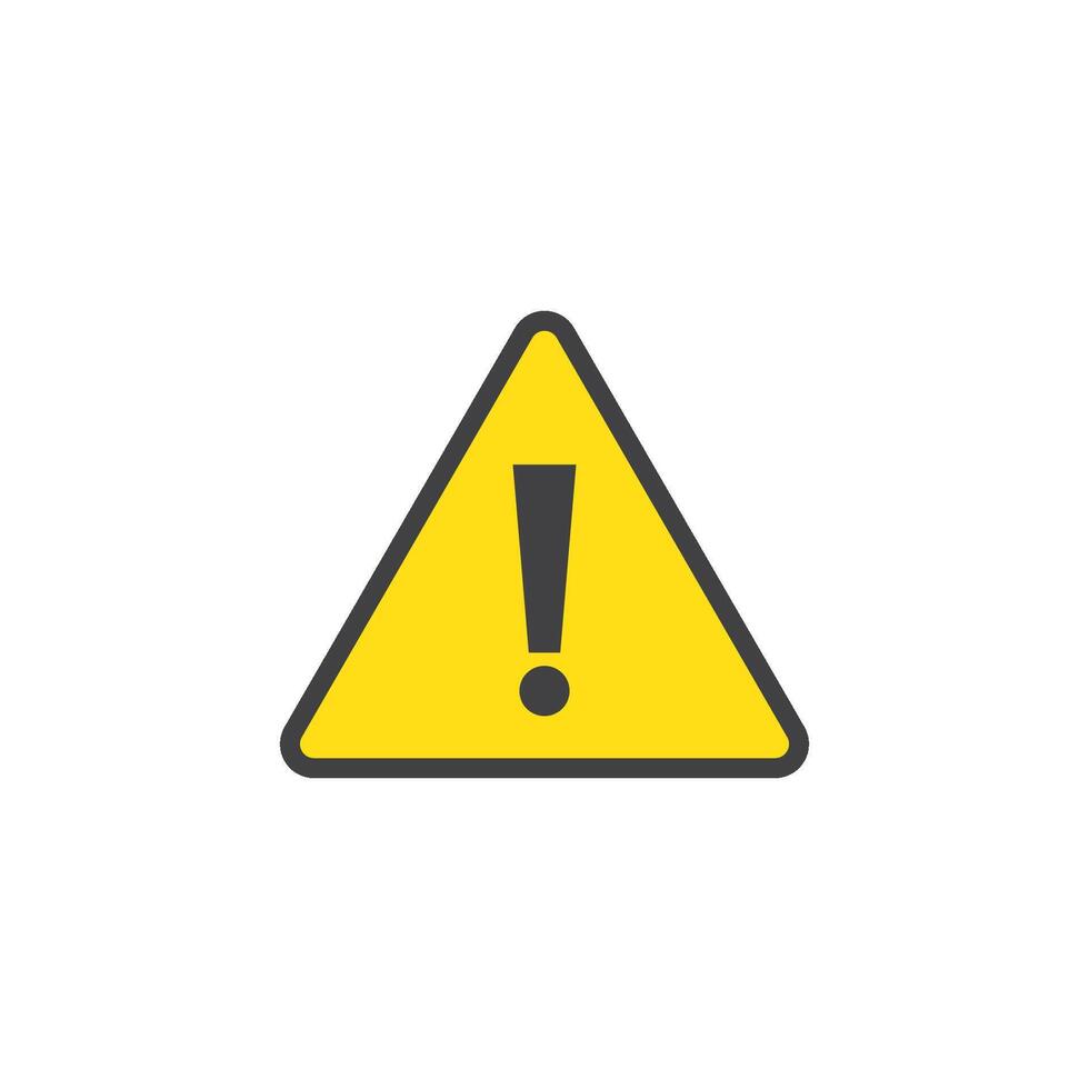A yellow warning sign with an exclamation mark vector