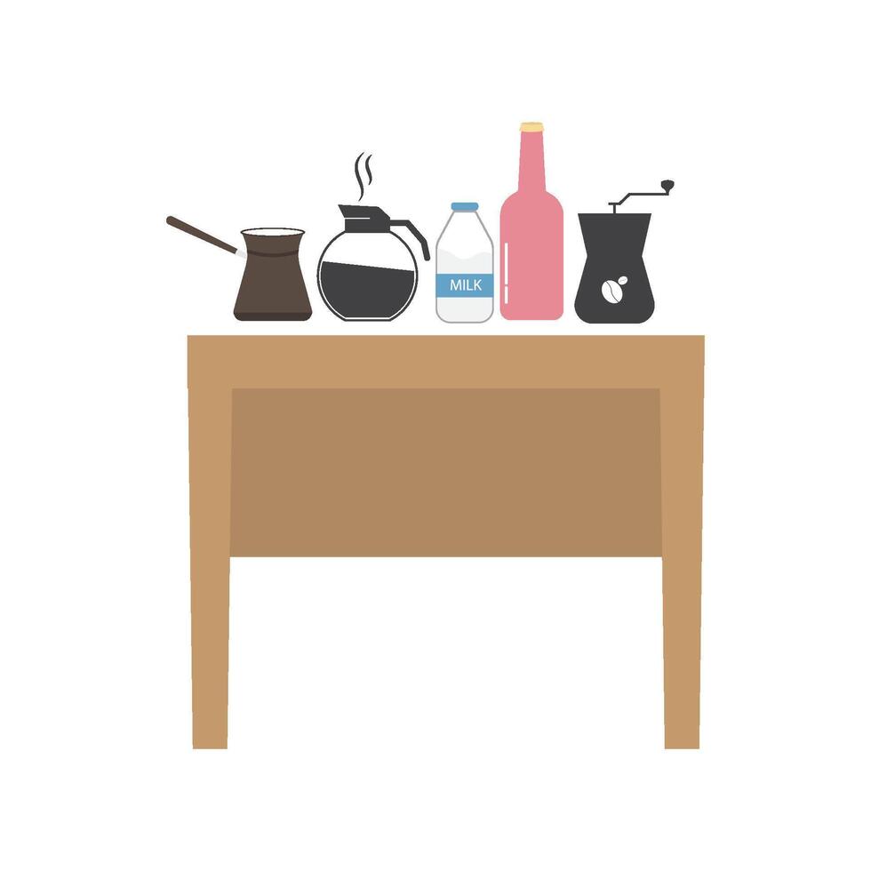 Coffee and other items on a table vector