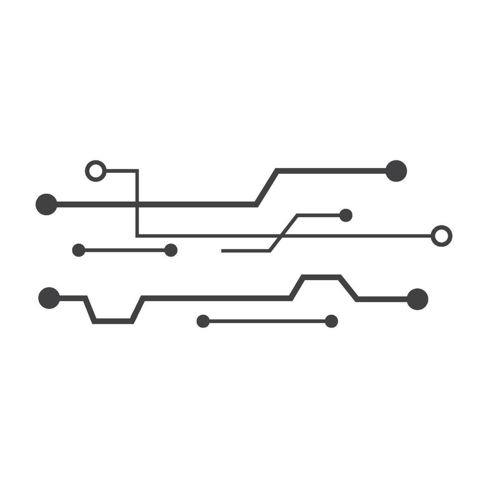 A black and white illustration of a circuit board vector