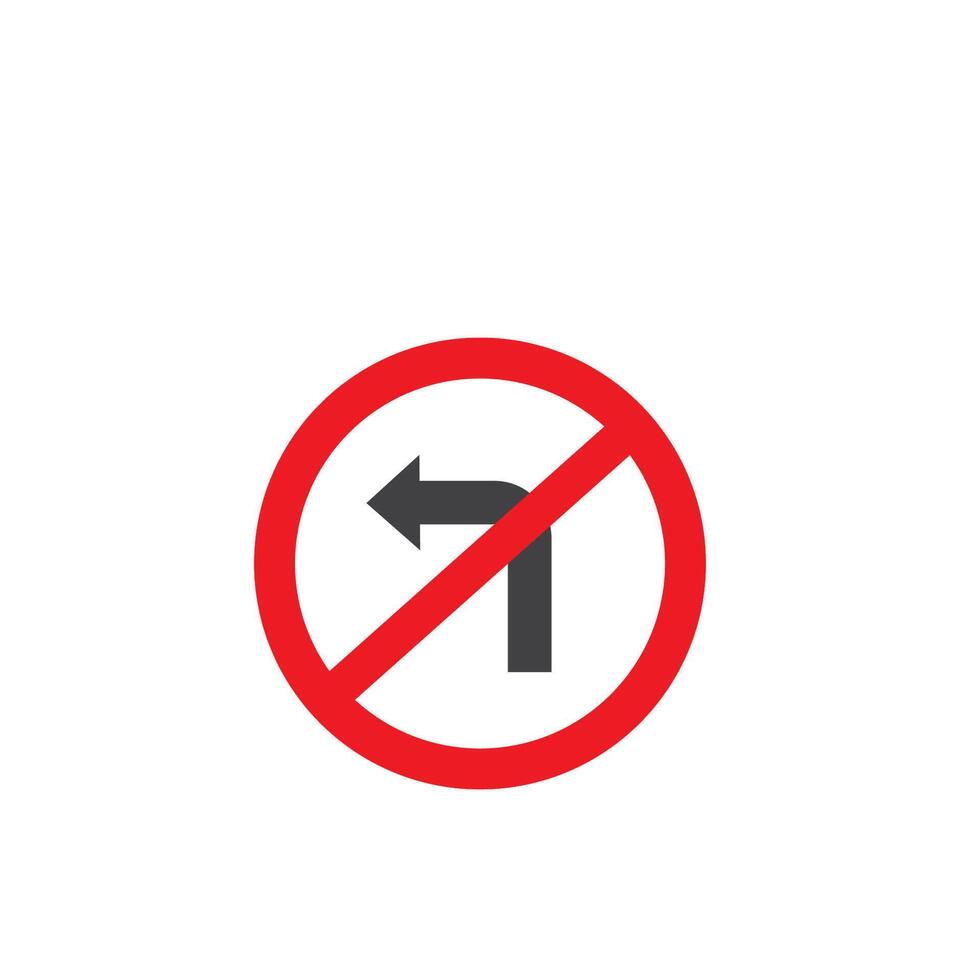 No left turn sign on white background vector