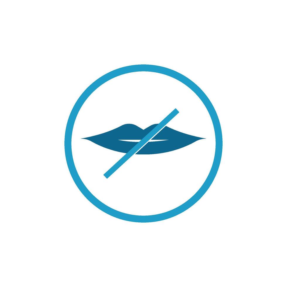 No lips sign with a blue circle on white background vector