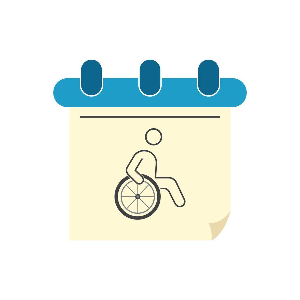 Disabled person in wheelchair icon on calendar vector