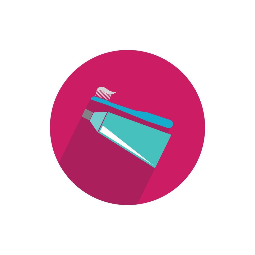 Toothbrush and toothpaste icon in a circle vector