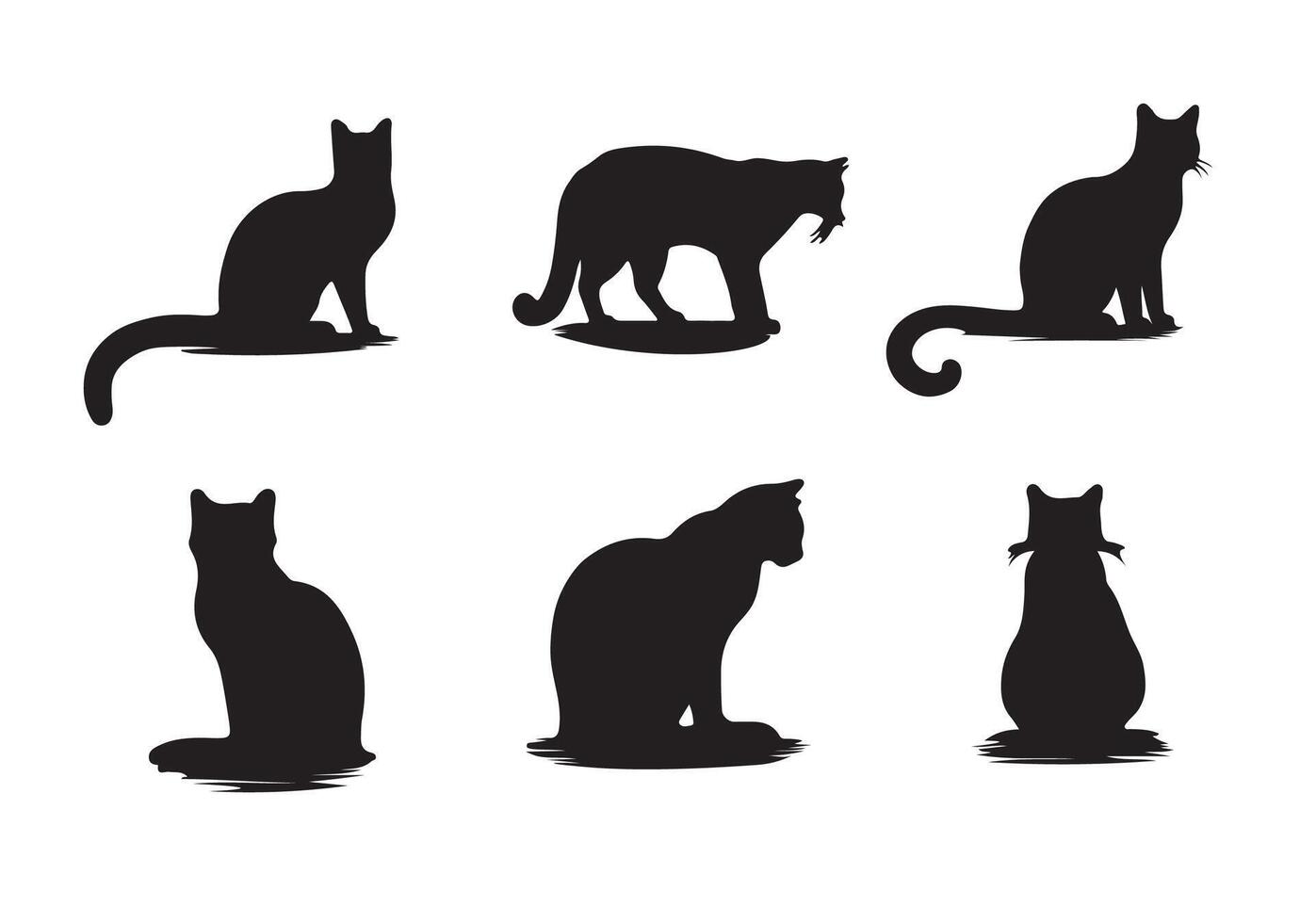 Set of cat silhouette - illustration vector