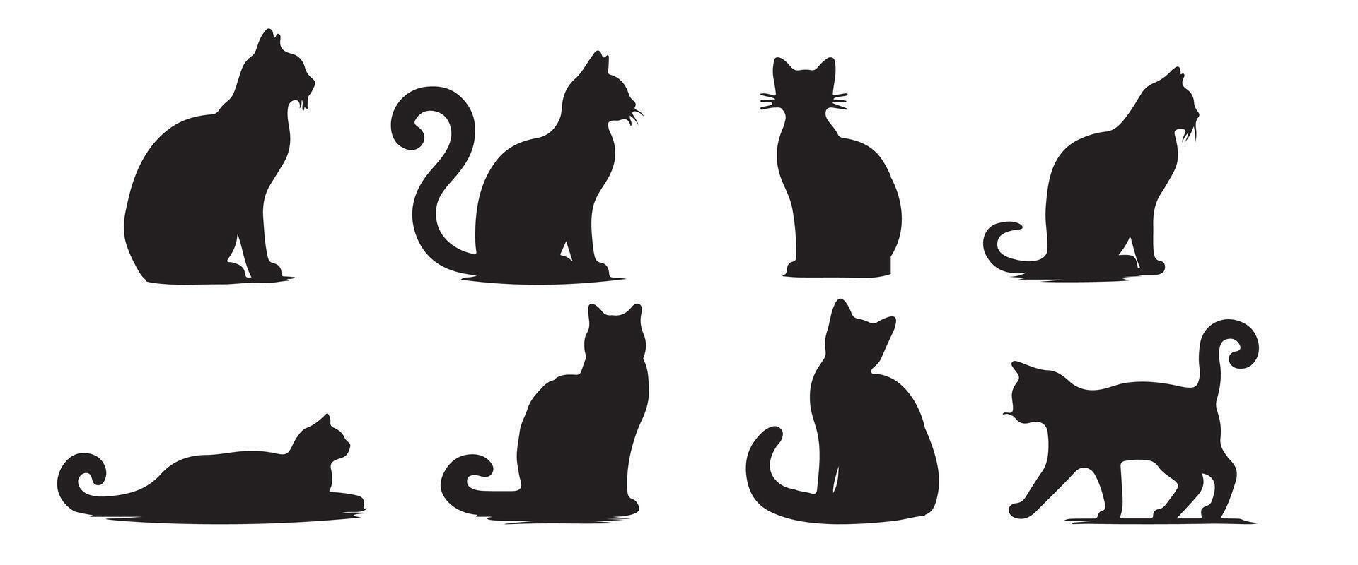 cat icons, Cat silhouette collection. Kitten silhouette collection vector