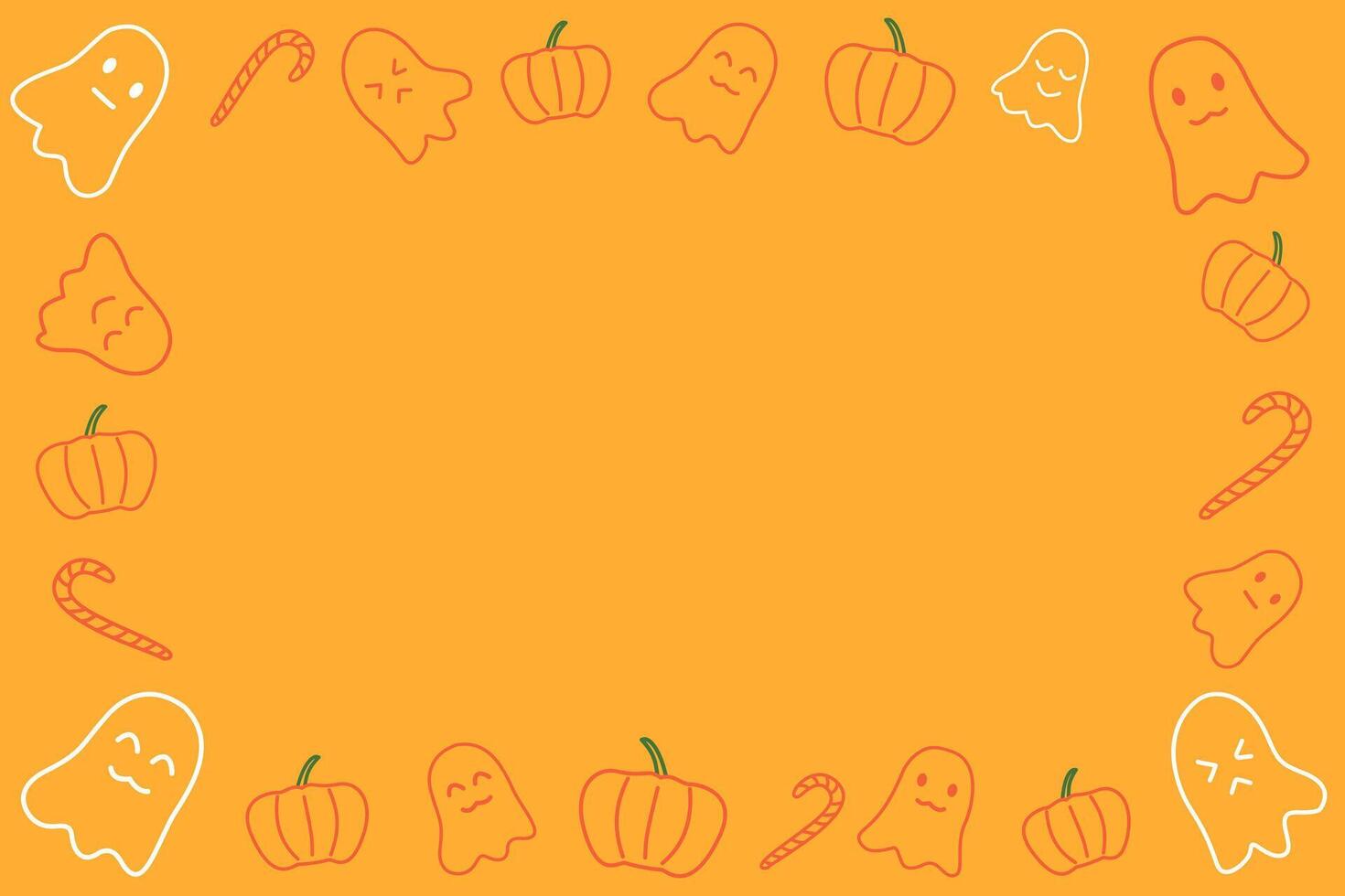 halloween border background illustration, halloween frame in doodles, minimal style for commercial and copy space vector