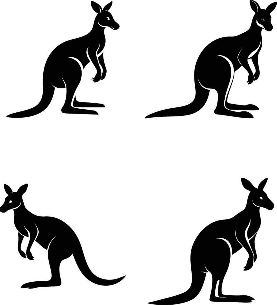 kangaroo set silhouette illustration file vector