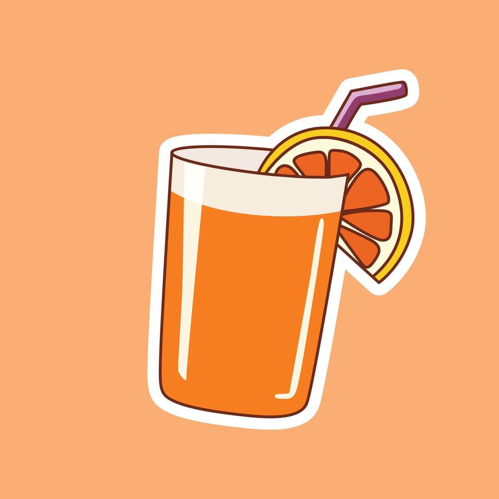 Fresh and Juicy Orange Juice Sticker Design vector