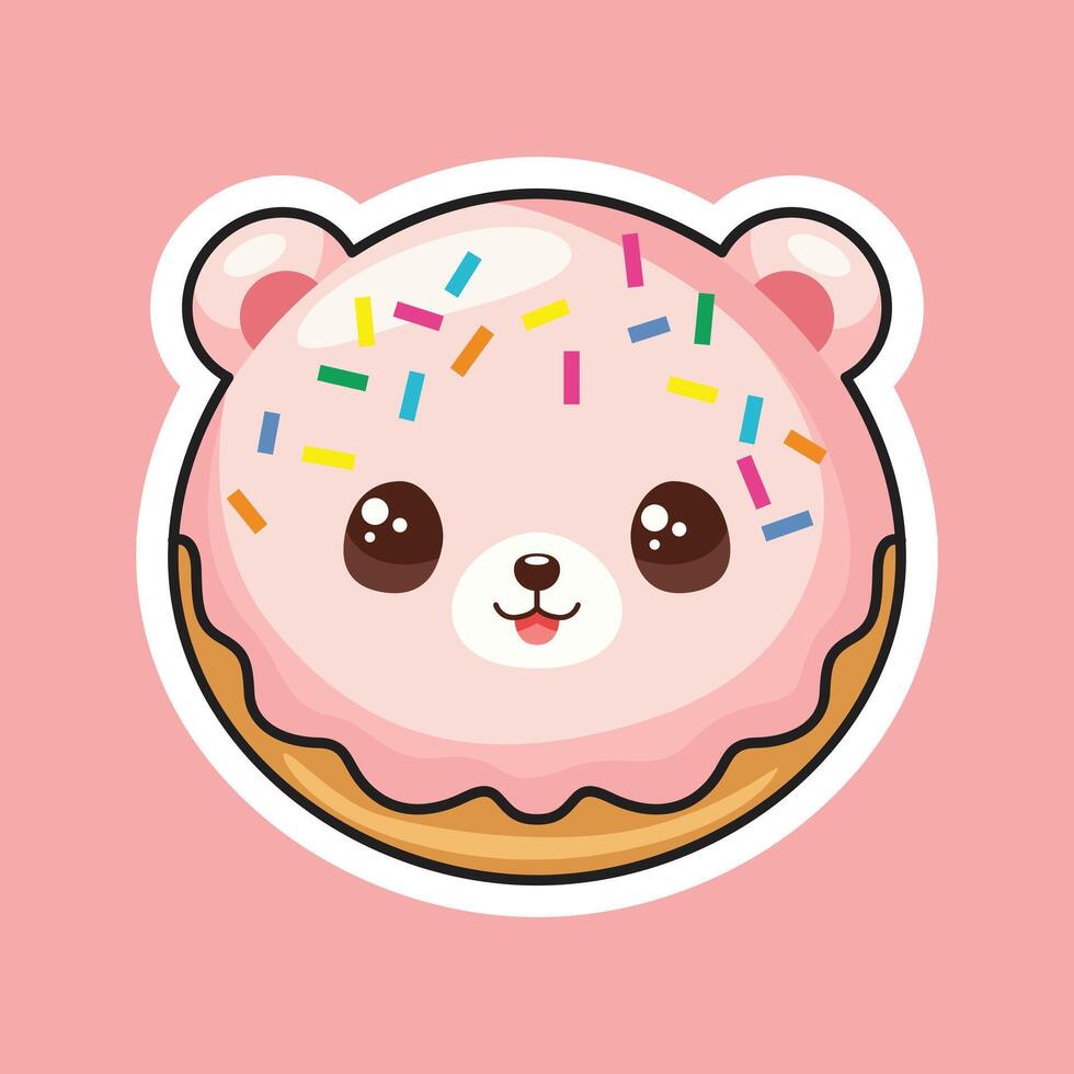 Adorable Kawaii Donut Sticker Design Set vector