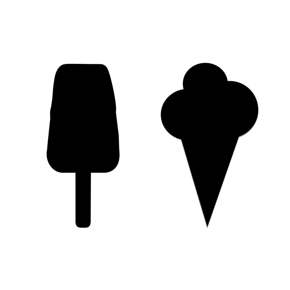 Black silhouettes - popsicle and ice cream in a waffle cone vector