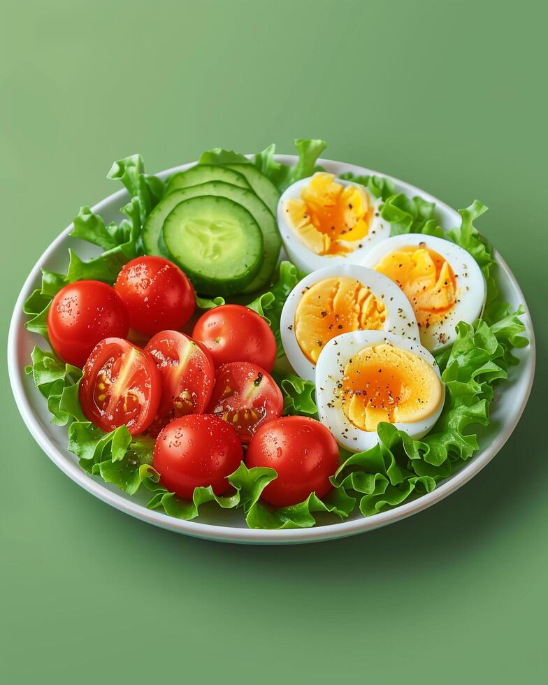 Realistic image of a plate of healthy food image photo