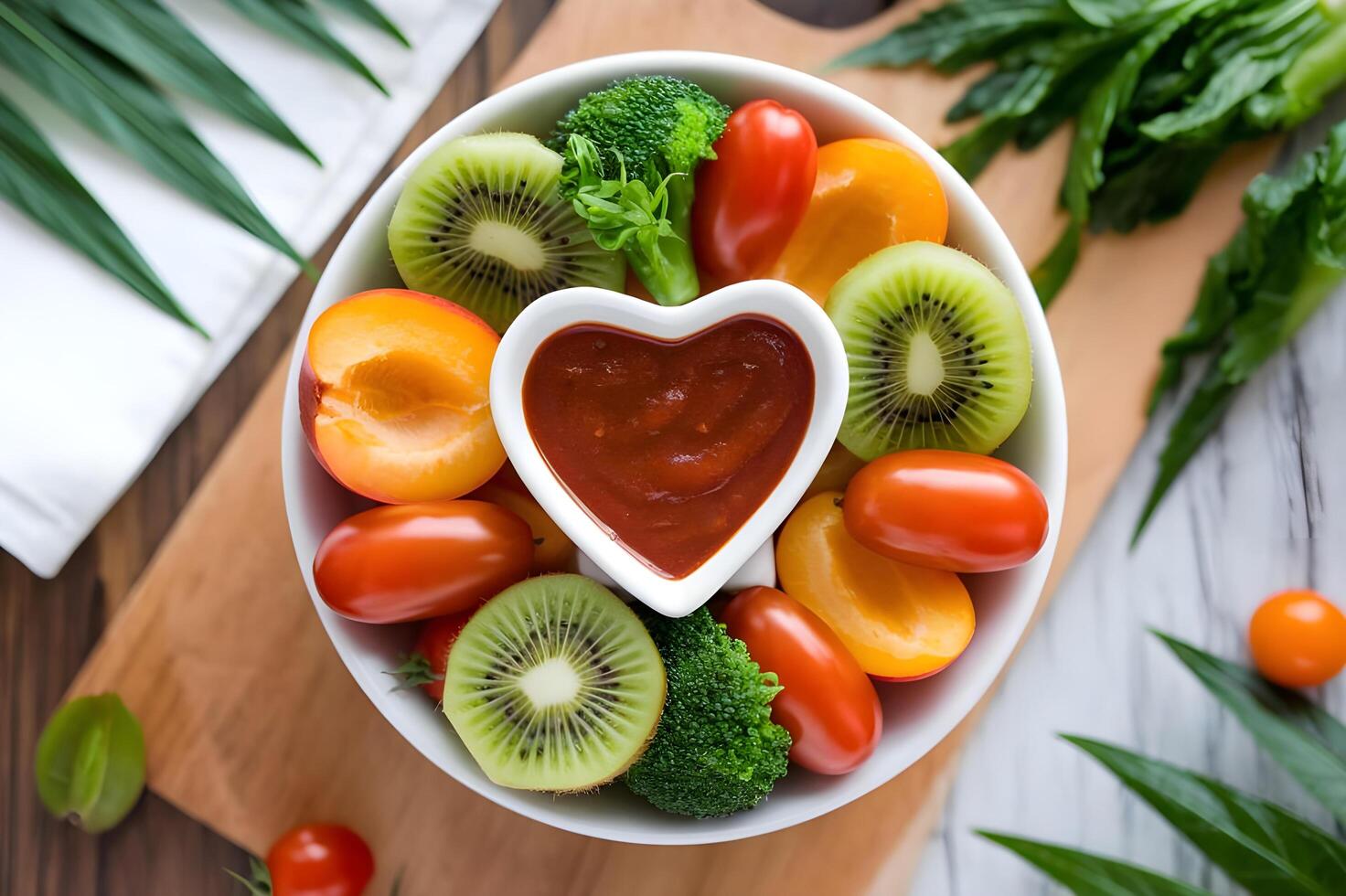 Realistic image of a plate of healthy food image photo