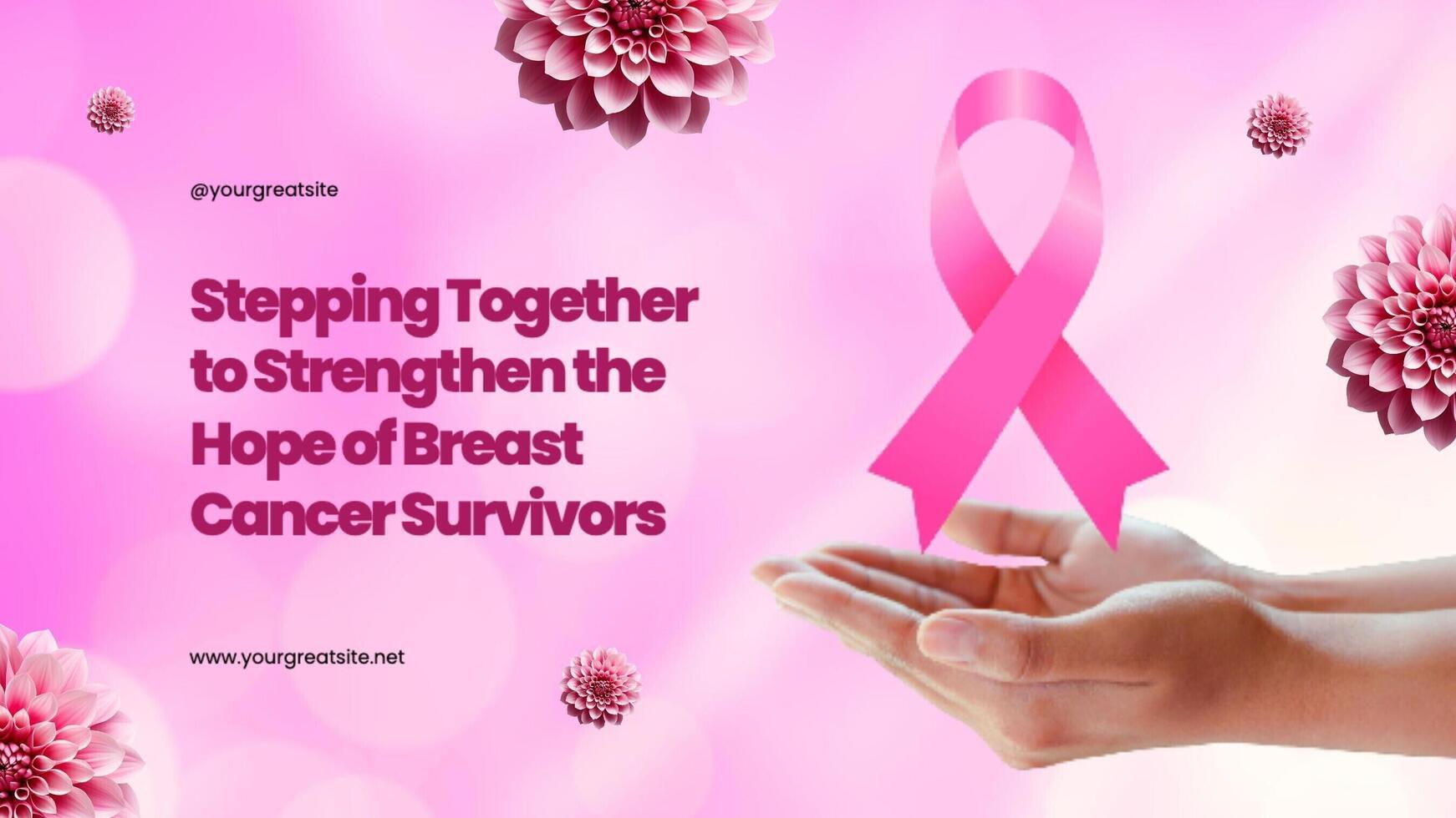 pink minimalist breast cancer survivor community facebook cover template