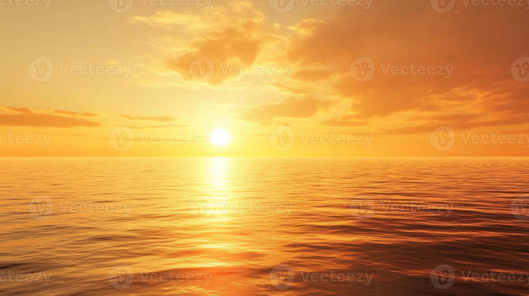 The sun is setting over the ocean, casting a warm glow on the water photo