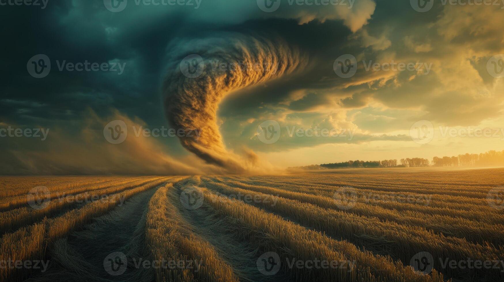 A tornado is blowing through a field of tall grass photo