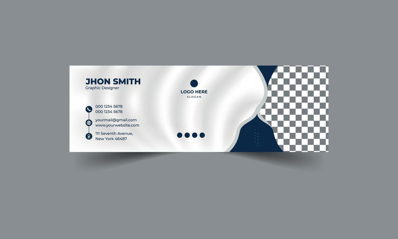 Moderrn dark blue and white color personal info banner or professional email signature design template vector