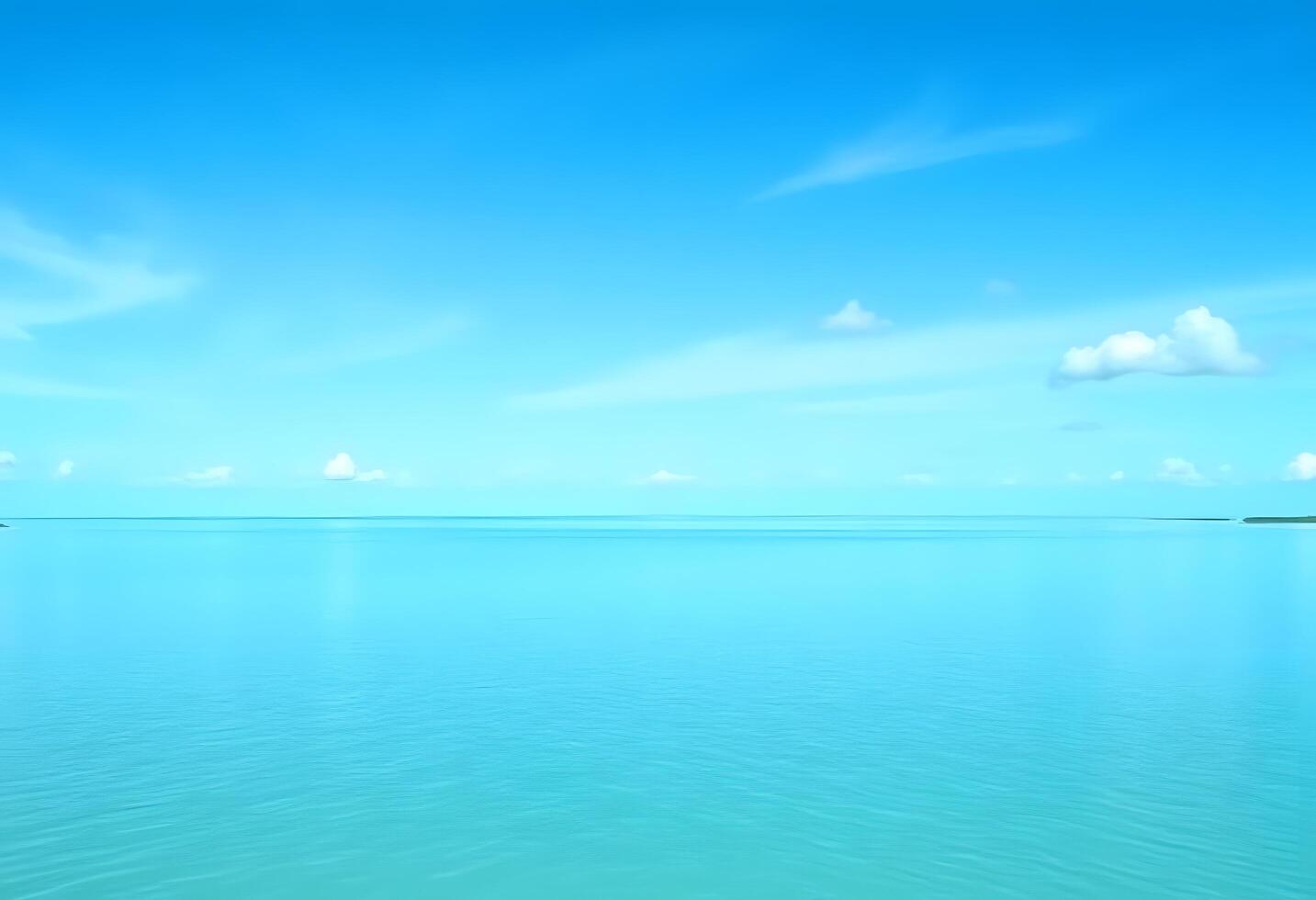 A blue sky with clouds and a calm ocean photo