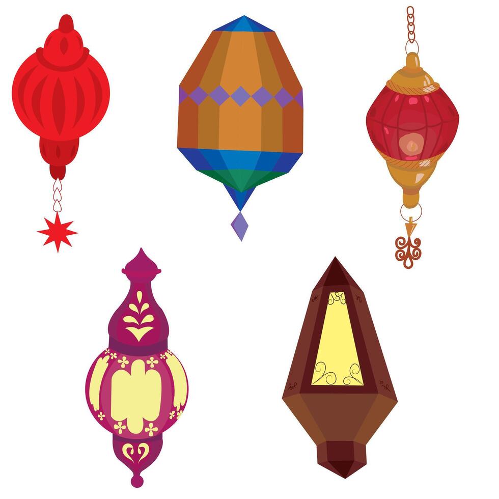 Set of vintage Christmas tree toys. illustration isolated on white background. vector