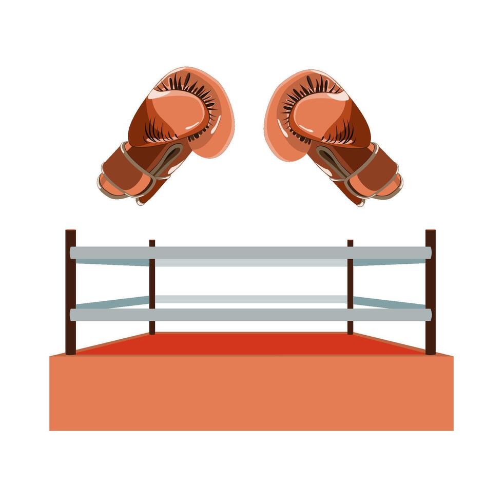 Boxing ring and boxing gloves vector