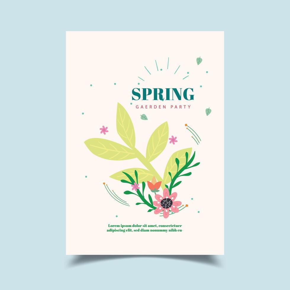 Spring Garden Party Illustration Flyer Template vector