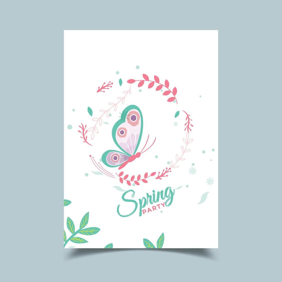 Spring Party Illustration Flyer Template vector