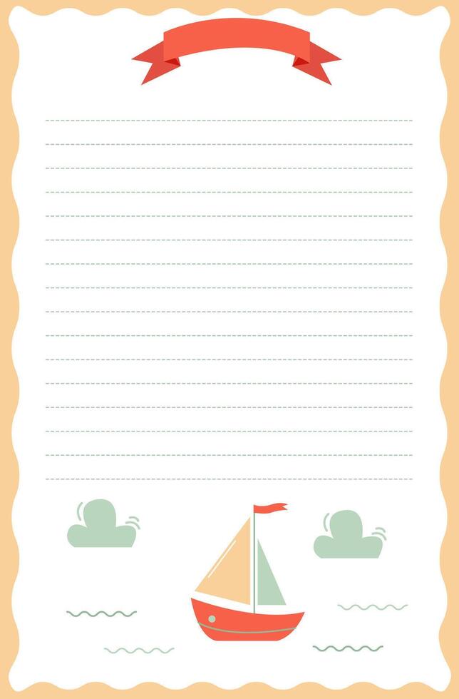 diary page template with corbels and clouds and lines for entries vector