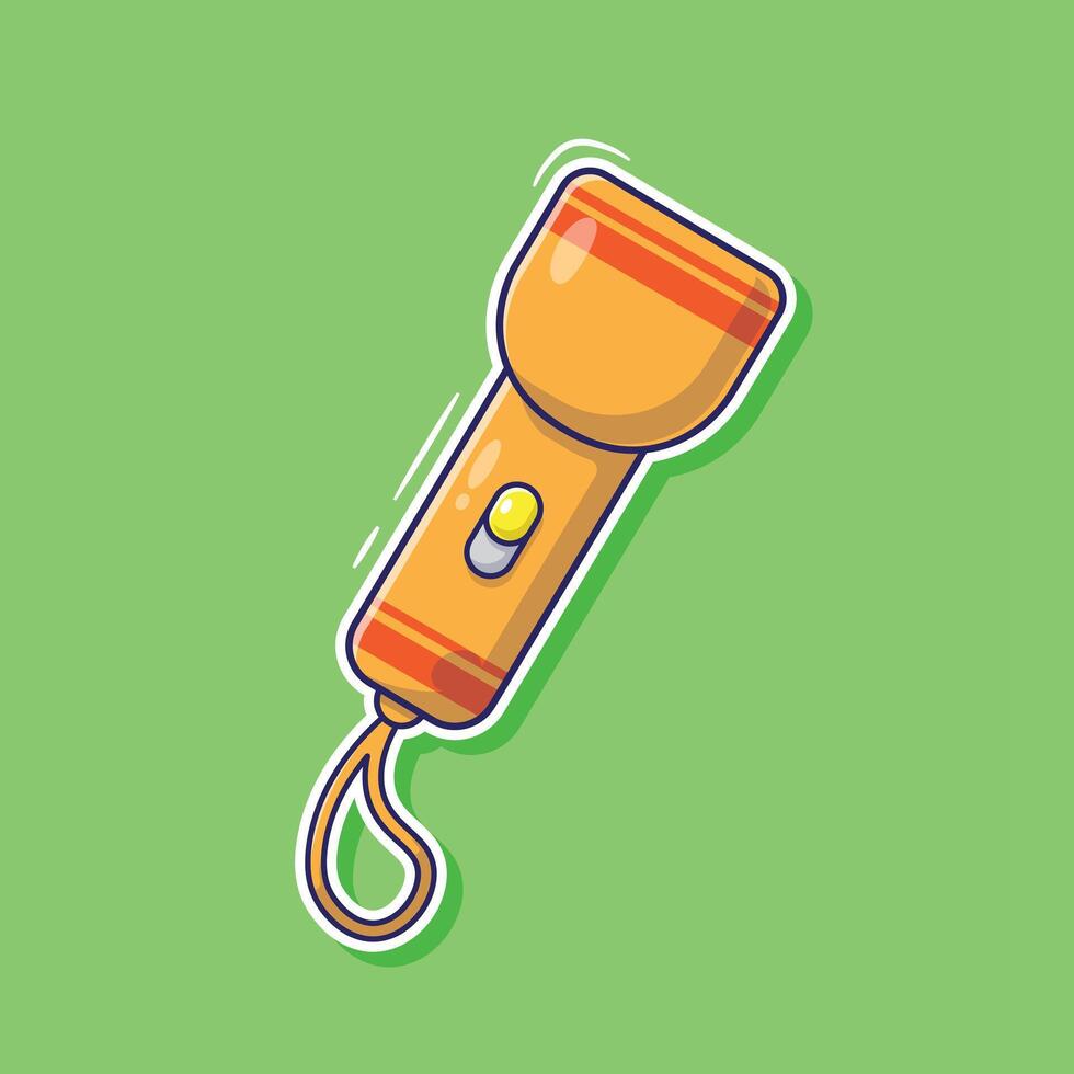 Orange flashlight icon mascot symbol illustration. Flat design of yellow flashlight vector