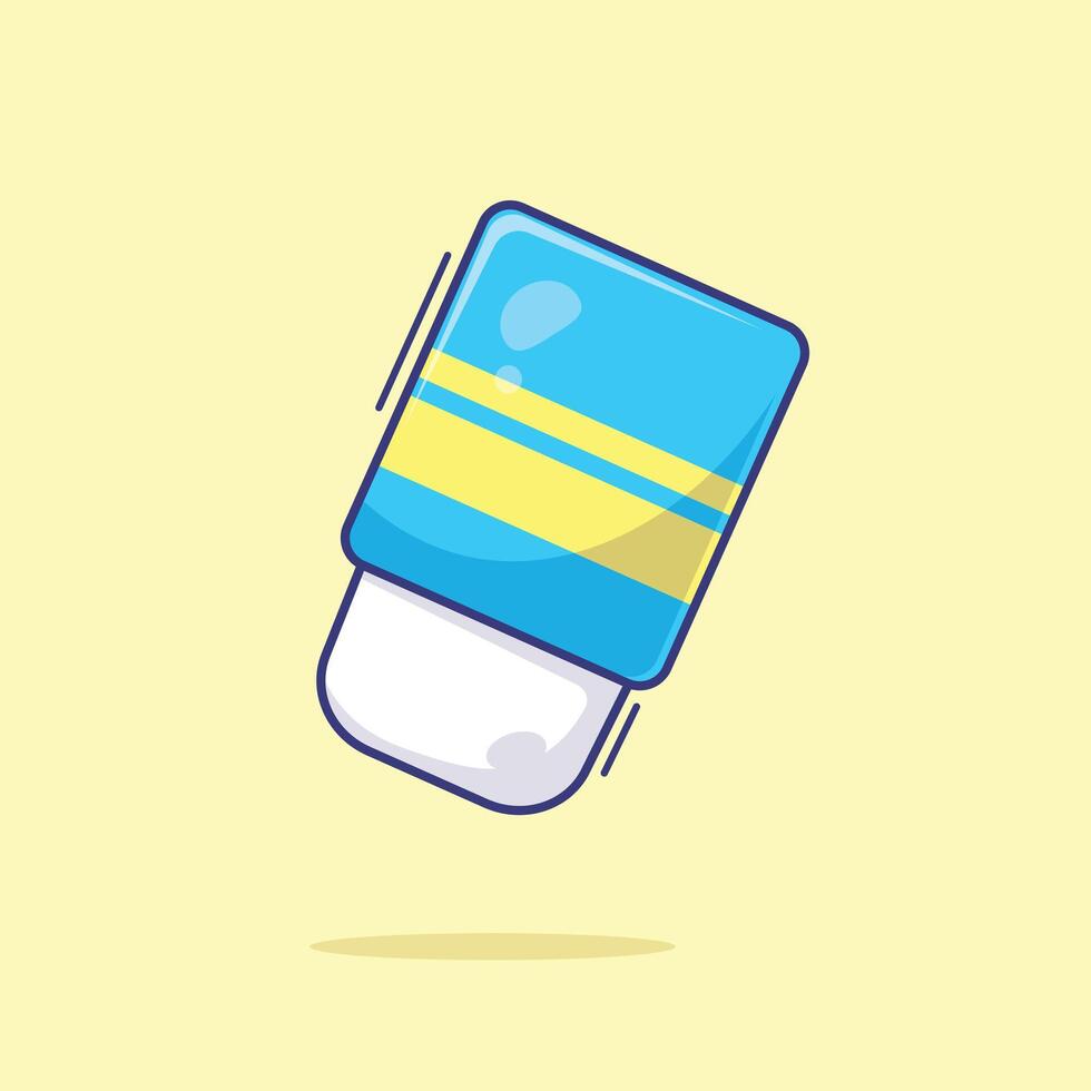 Cute eraser design. Flat cartoon style with simple color inside vector