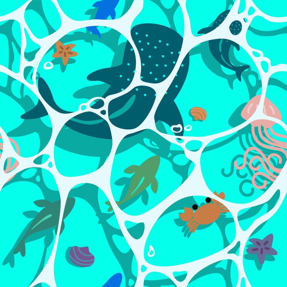 adorable under water seamless pattern design vector