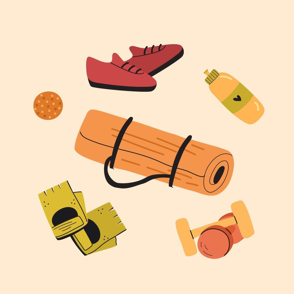 sports objects set composition isolated vector