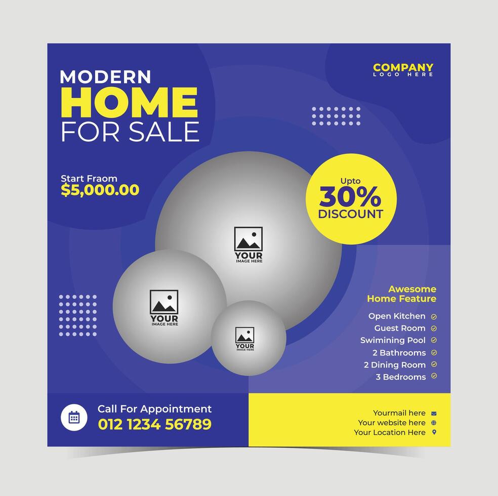Open House Flyer Layout for Real Estate Agents vector