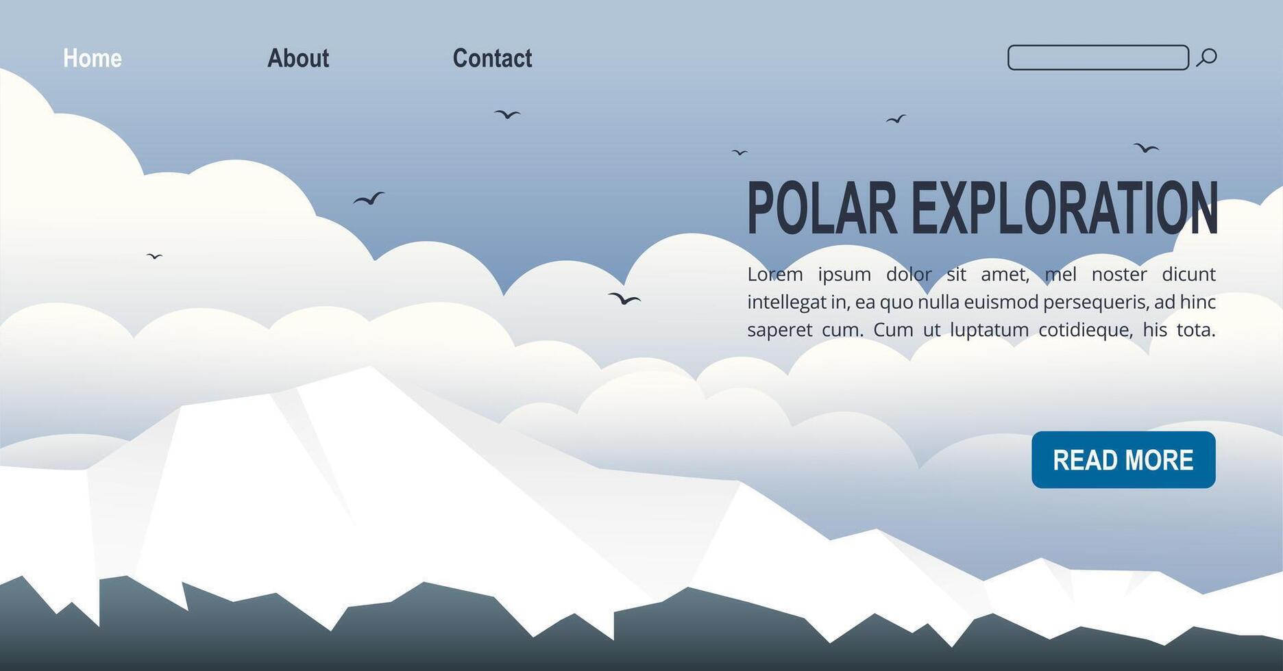 Antarctica landscape and view on mountains with ice banner. Global warming horizontal banner vector