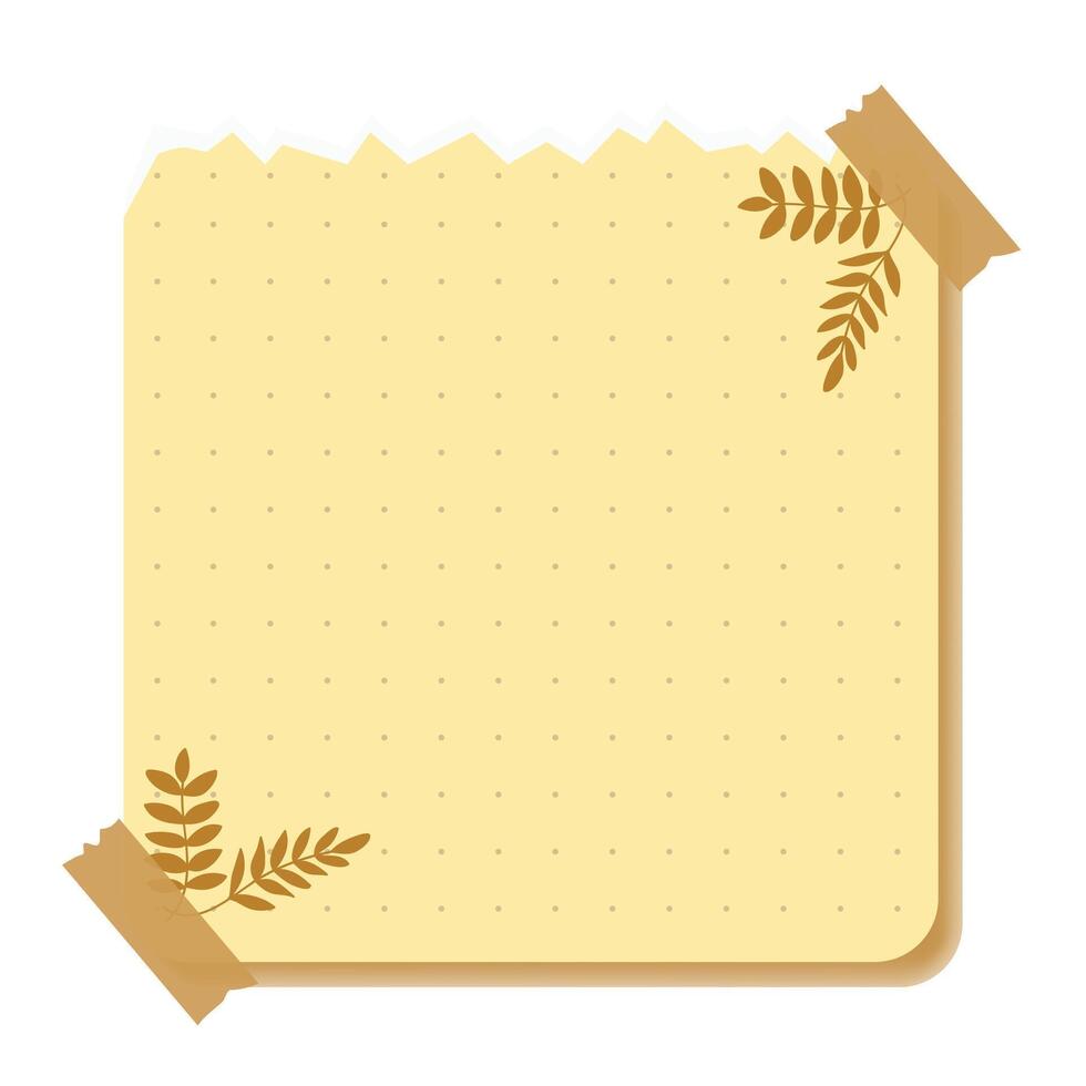 Sticker notes cute with dotted theme autumn brown leaves background vector