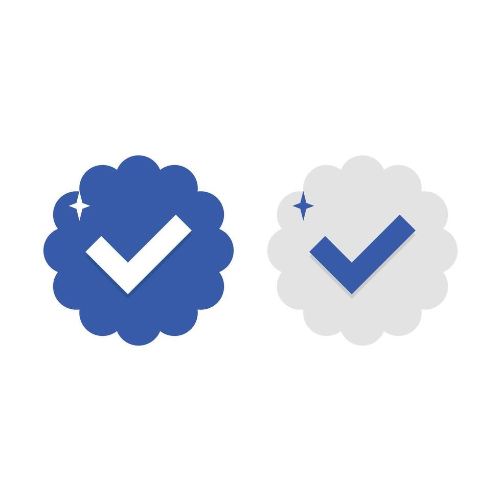 Blue and white verified check mark vector