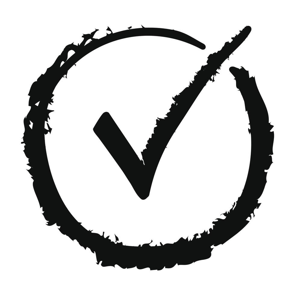 Check mark grunge texture black brush sign vector