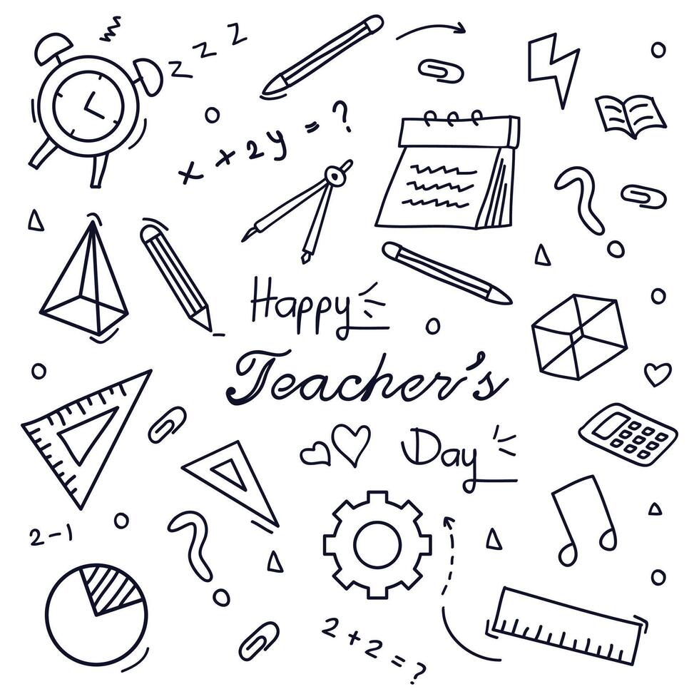 Hand drawn outline doodle happy teachers day vector