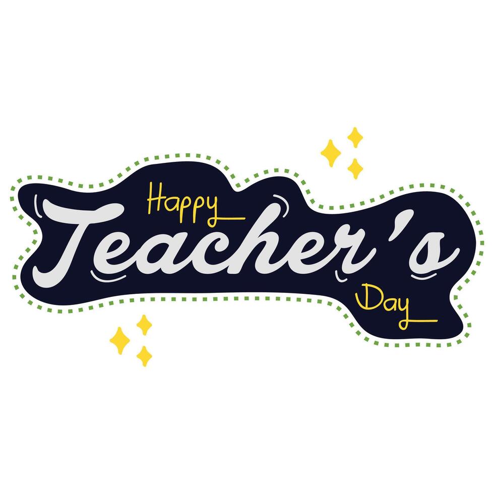 Happy teacher s day with hand lettering white on black shapes background vector