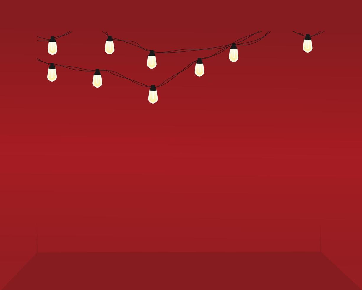 A red room with lights hanging from the ceiling vector