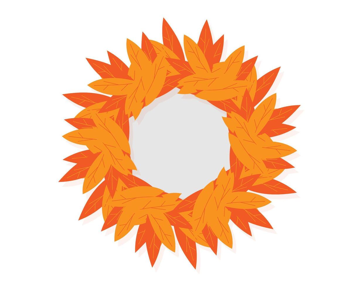 A wreath of orange leaves on a white background vector