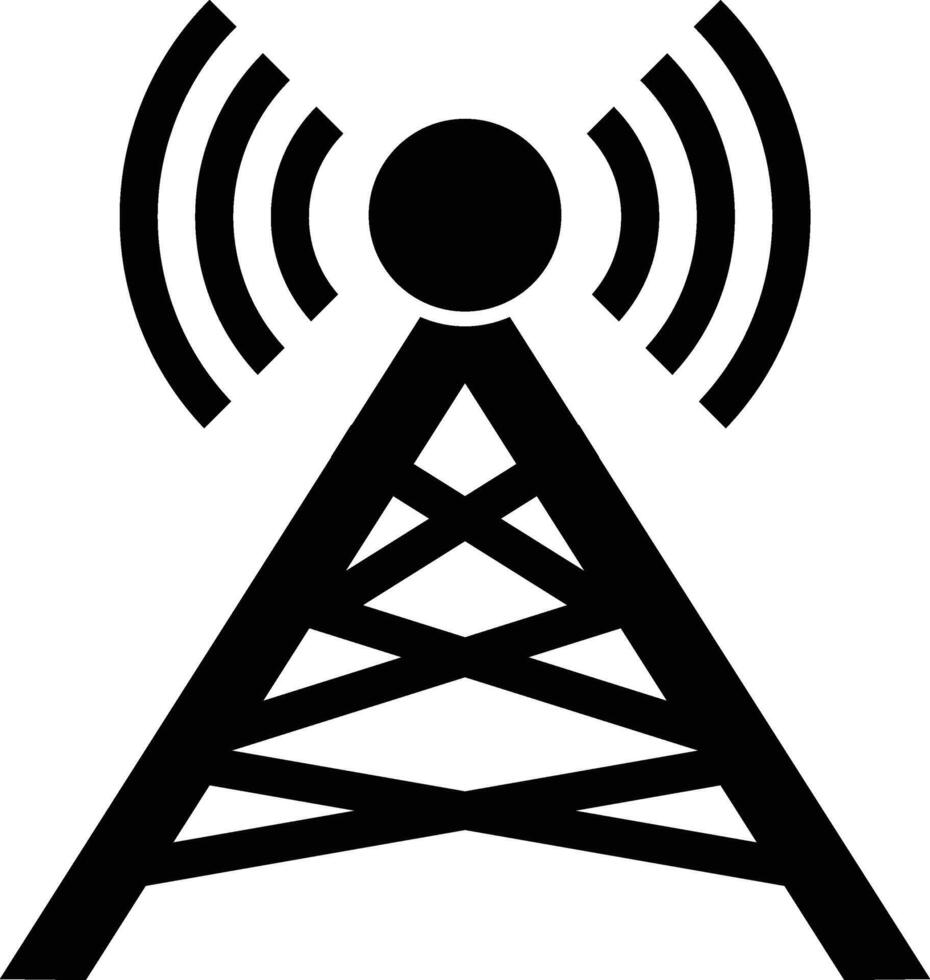 Network, Communication Coverage. Cell, Radio Signal Tower Icon vector