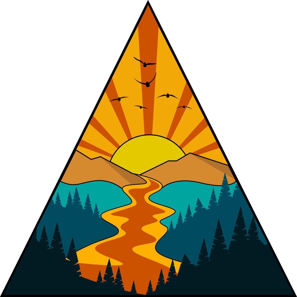 Summer Vibe Landscape Sticker vector
