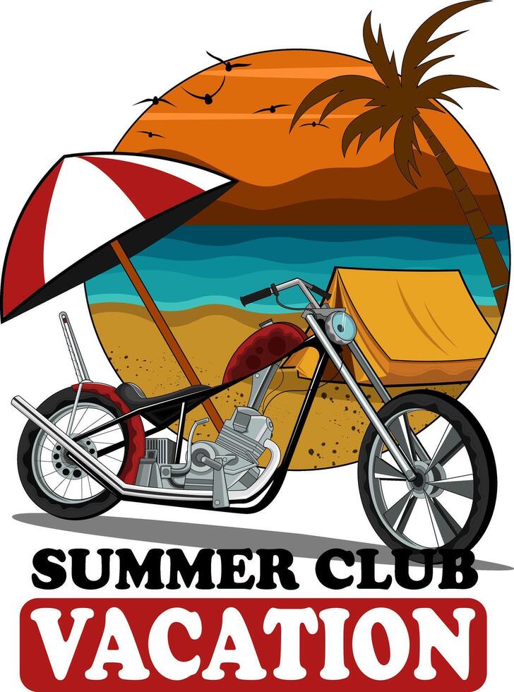 Summer Vibe Motorcycle vector