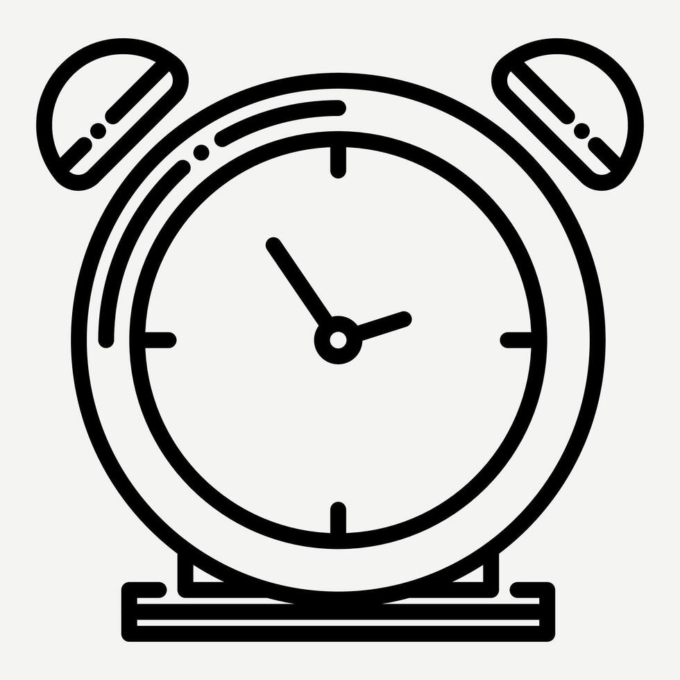 Alarm icon, alarm clock illustration in line style suitable as a time counting symbol on websites and mobile applications. vector