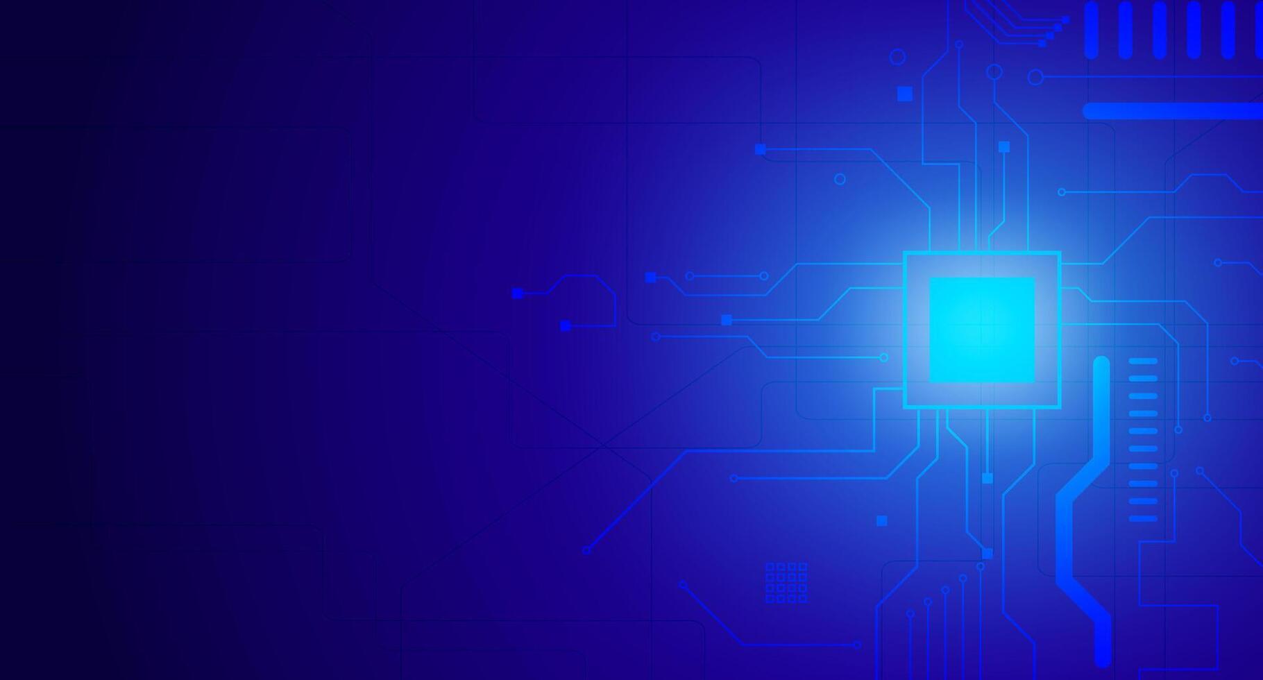 Digital circuit board background, illustration of processor chip and motherboard in futuristic technology. vector
