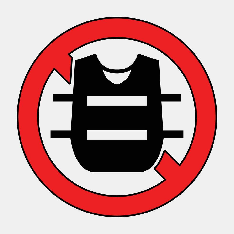 No Body Armor Sign with Red Circle and Slash vector